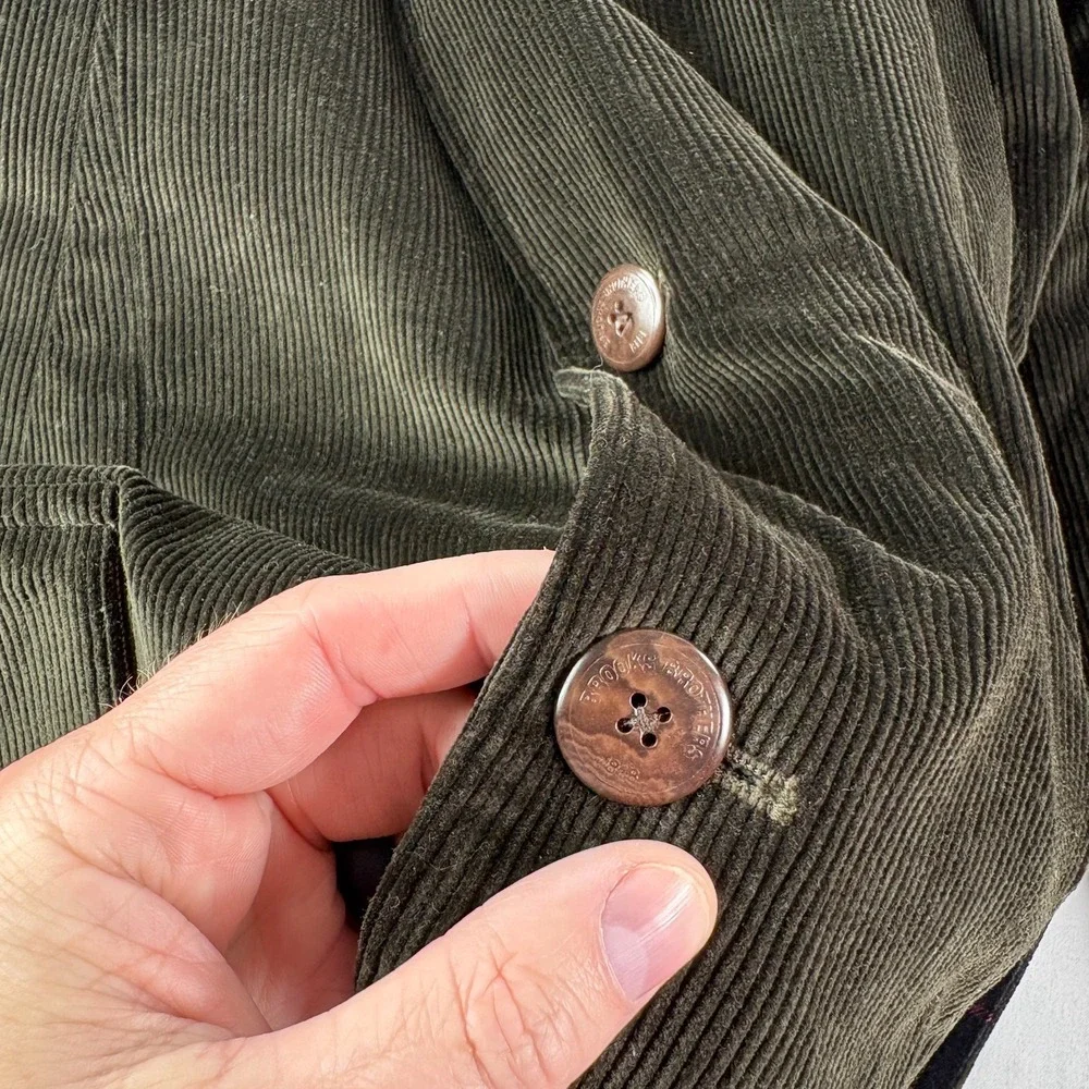 Brooks Brothers Corduroy Blazer Mens XL Green Jacket Plaid Lined Elbow Patch